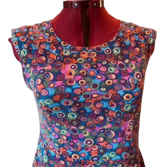 G:21 Cotton multicolor circles patterns short dress Diagonal cap sleeves - large - Picture 2 of 7